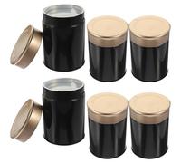 SHINEOFI Boîtes à Thé en Vrac Noire Lot de 6 en Tôle Couvercles Portables Conservation Optimale du Thé en Vrac pour Décoration Cuisine
