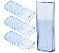 SHINEOFI Boîtes de Rangement Transparentes, Lot de 4 Petites Boîtes Portables en Bleu Clair, Organisateur Compact pour Salle de Bain et Voyage, Étuis Réutilisables et Faciles