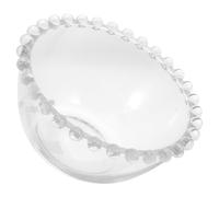 SHINEOFI Bol à Dessert en Verre Transparent Perlé, Grand Modèle, Ustensile Cuisine Polyvalent pour Salade, Fruits et Pudding, Vaisselle Ménagère Élégante et Stable Fond Plat, 1 Pièce