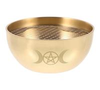 SHINEOFI Bol D’offrande en Laiton Étoile à Cinq Branches, Décor Rituel | Forme Ronde Dorée, Finition Polie Robuste, pour Autel et Temples, Style Rétro et Motif Créatif