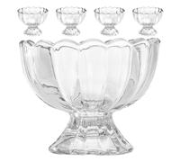 SHINEOFI Bols à Glace, 5 Pièces 150 Ml, Coupes à Dessert Tulipe en Verre, Petits Bols Transparents à Pied, Coupes de Service pour Desserts, Salades, Fruits, Bonbons, Collations, Gâteaux - Fêtes,
