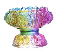 SHINEOFI Bougeoir Bouddhiste Décoratif Verre Résistant à Haute Température Support de Bougie Offrande Lotus Base Colorée Sept Couleurs pour Maison et Méditation