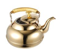 SHINEOFI Bouilloire à Thé Inoxydable 1,5l avec Infuseur Intégré, Pot de Filtre à Col de Cygne, Compatible Plaques Induction et Gaz, Théière Compacte Dorée pour Infusion et Cuisson Rapide