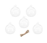 SHINEOFI Boules de Verre Suspendues 5 Pcs avec Fond Plat 10 Cm et Corde 9 M pour Décoration Mariage Romantique, Photophores Suspendus en Verre Borosilicaté, Déco Salle et Cérémonie
