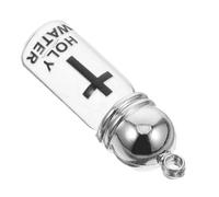 SHINEOFI Bouteille d'eau Bénite en Verre 28x11mm Croix, Récipient Vide pour Baptême Chrétien, Décor de Pâques, Bouchon Acrylique Argenté Lumineux, Petite Bouteille d'eau Bénite pour Usage