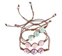 SHINEOFI Bracelets Fleurs Éternelles Tissés Main 3 Pièces en Plantes Séchées Naturelles, Bijoux Délicats pour Filles, Accessoires Floraux pour Occasions Spéciales