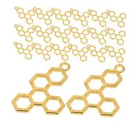 SHINEOFI Breloques en Nid D'abeille Creuses 50 Pièces en Alliage de Zinc Vintage pour Création de Bijoux DIY Féminin Couleur Métal Léger Décoration Artisanale Nouvelle Année