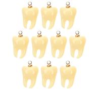 SHINEOFI Breloques Pendentif Dent en Résine Jaune Anneaux Suspendus Lot de 10 pour Fabrication de Bijoux DIY Bracelets et Colliers