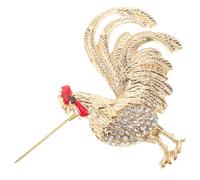 SHINEOFI Broche en Alliage Doré avec Cristaux, Design Coq Élégant et Solide, Accessoire pour Femmes et Hommes en Quête D’une Épingle Fantaisie Unique