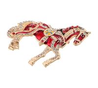 SHINEOFI Broche Style Vintage Palais en Émail Rouge Cheval Accessoire Léger et Polyvalent et Événements du Nouvel An Chinois 2026 pour Présents