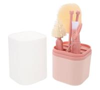 SHINEOFI Brosse à Biberon Portable 5-en-1 Brosse à Biberon en Silicone Tétine et Paille Rose Pp Inox Voyage pour Bébés et Mamans