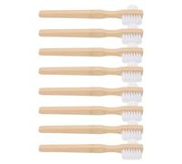 SHINEOFI Brosse à prothèses dentaires double face avec poils en nylon mi-durs, 8pcs, manche ergonomique antidérapant en bambou, nettoyage complet pour appareils dentaires et aligneurs,