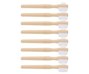 SHINEOFI Brosse à prothèses dentaires double face avec poils en nylon mi-durs, 8pcs, manche ergonomique antidérapant en bambou, nettoyage complet pour appareils dentaires et aligneurs,