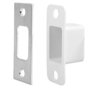 SHINEOFI Cache-verrou en acier inoxydable, plaque de gâche du pêne dormant, plaques métalliques pour porte en bois, finition argent, installation facile, 2.76 x 1.06 in, 1 jeu