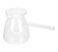 SHINEOFI Cafetière Turque en Verre Borosilicate Verseuse Poignée Latérale Convient pour Infusion de Thé et Chauffage Lait, Usage Domestique