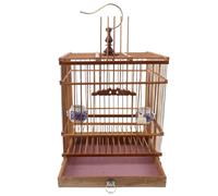 SHINEOFI Cage à Oiseaux Rectangulaire en Bambou et Métal, Habitat Naturel Solide, Style Vintage Élégant pour Décoration Intérieure et Oiseaux comme Chardonnerets
