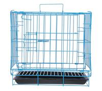 SHINEOFI Cage de Transport Pliable pour Chat et Lapin en Fil de Fer Bleu 26X32X35 CM Plateau Amovible Cage Sécurisée et Spacieuse pour Transport Extérieur et Intérieur