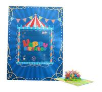 SHINEOFI Carte de Vœux 3d pour Anniversaire en Papier Cartonné Bleu Design Créatif et Chic, pour Occasions D'anniversaire et Écrire Vos Souhaits
