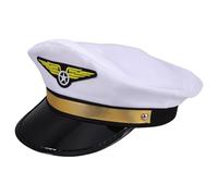 SHINEOFI Casquette de Pilote de Ligne Blanche Ajustable pour Déguisement Adulte et Garçon et Filles Chapeau de Pilote D’Avion pour Halloween Bal Masqué et Cosplay Accessoire Costume
