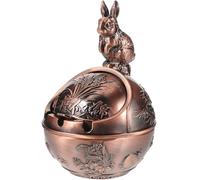 SHINEOFI Cendrier Décoratif Forme de Lapin Vintage avec Couvercle Cendrier Portable pour Cigarettes Design Artisanal Gravé Cadeau et Décoration Intérieure
