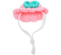 SHINEOFI Chapeau de Hamster Tricoté Main avec Sangle Réglable, Bonnet Tricotin pour Petit Animal de Compagnie, Accessoire Photo Décoratif Floral, pour Fêtes et Portraits