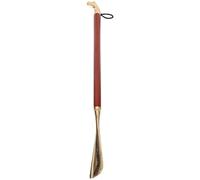 SHINEOFI Chausse-pied Aide au Chaussage Rapide en Bois de Hêtre Marron à Manche Long Embout en Cuivre Soulage Dos et Genoux pour Personnes Âgées Maison