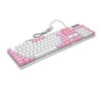 SHINEOFI Clavier de Jeu USB 104 Touches RGB Matériel Informatique en ABS Accessoire pour Gaming et Bureau Transmission Lumineuse sans Éblouissement Rose et Blanc