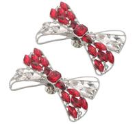 SHINEOFI Clips pour Chaussures à Talons Rouges Nœud en Alliage et Cristaux, Accessoires Élégants pour Chaussures de Soirée et Mariage, Faciles à Remplacer