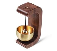 SHINEOFI Cloche Décorative De Commerçant en Laiton Et Bois Foncé, Sonnette D’Ouverture c en Bois, Son Clair Puissant, Adaptée Aux Portes D’Entreprise Et Usage Domestique, Décoration Multi-scènes
