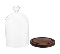 SHINEOFI Cloche en Verre Cœur 12X16 CM avec Socle Bois Vintage Dôme Décoratif Transparent pour Fleurs Éternelles Vitrine pour Objets de Collection et Décorations de Noël