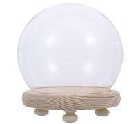 SHINEOFI Cloche en Verre Ronde 12 Cm Socle en Bois Massif, Dôme Transparent pour Fleurs Préservées Éternelles, Décoration Intérieure Élégante, Accessoire Décoratif sous Cloche, Présent