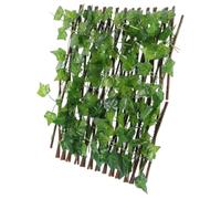 SHINEOFI Clôture de Jardin Extensible Treillis Extensible en Bois et Tissu Soie Vert, Décoration de Clôture de Jardin pour Maison et Extérieur, Imitation Feuillage, Longueur Réglable