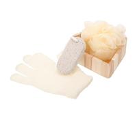 SHINEOFI Coffret de Bain Forme Cœur Accessoires Exfoliants en Bois et Éponge Corps, Ensemble Complet pour Gommage et Nettoyage