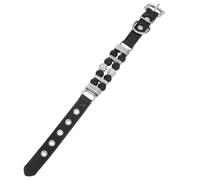 SHINEOFI Collier pour Chien en Cuir PU Noir Perles Noires, Ajustable XS 1,5 X 27 Cm, Collier pour Chiots Femelles de Petite Race, Accessoire Brillant pour Promenades et Fêtes