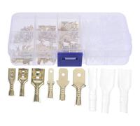 SHINEOFI Connecteurs à Sertir Isolés Électriques Assortiment 135 Pièces 28/48/63 MM Cosses à Fourche Mâle et Femelle en Acier Plaqué Cuivre Kit Polyvalent pour Haut-Parleurs Auto et