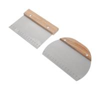 SHINEOFI Coupe-pâte Inoxydable 2 Pièces Balance Intégrée, Grattoir à Pâtisserie en Acier Inox 2 Formes, Outils de Découpe pour Pâte Biscuit Manche Bois, Ustensiles la Cuisine Pâtisserie