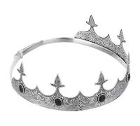 SHINEOFI Couronne de Roi Réglable en Métal Finition Argenté Ancien et Noir Accessoire de Déguisement Prince et Chevalier Coiffe Décorative avec Strass pour Anniversaire Cosplay et Fêtes