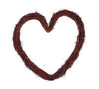 SHINEOFI Couronne en Rotin Tressé de Cœur 15 Cm, Décoration Extérieure Rouge Vif pour Porte D’entrée, Guirlande Suspendue pour Garden-Party, Mariage et Anniversaire