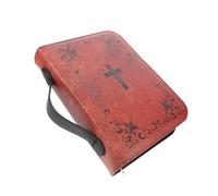 SHINEOFI Couverture de Livre Vintage en Cuir Pu avec Poignée, Paquet à Bibles D'église Marron pour Protection et Portabilité Pratique Lors de Recherches Académiques L'église