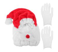 SHINEOFI Couvre-Casque Moto Bonnet de Père Noël en Peluche Moufles Blancs, Housse Protectrice Extensible pour Casque Scooter, Accessoire Festif D’Hiver pour Balades Hivernales et Fêtes