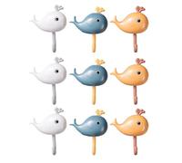 SHINEOFI Crochet Mural Autocollant en ABS 9 Pièces pour Rangement Bijoux, Petit Modèle Baleine Bleu Blanc Orange, pour Armoires, Dressings et Salle de Bain