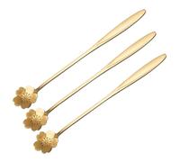 SHINEOFI Cuillères à Dessert Longues Anti-rouille Lot de 3 en Acier Inoxydable Or Créatif et Tête de Pétale Maison Restaurant