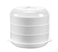 SHINEOFI Cuiseur Vapeur -ondes Facile à Entretenir Poignées Ergonomiques Blanc en Pp à Trois Couches pour Préparation de Repas et de Pâtes ou Soupes