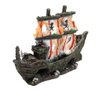 SHINEOFI Décoration d'Aquarium Épave Bateau Naufragé 1 Pièce Cachette sous-Marine pour Poissons et Crevettes Ornement Paysager pour Aquarium d'eau Douce Décor Thématique pour Aquarium