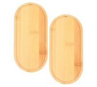 SHINEOFI Décoration Minimaliste pour Pots de Fleurs Support Stable et Polyvalent Soucoupe Ovale 2 Pièces en Bambou et Vases pour Intérieur