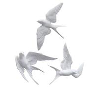 SHINEOFI Décoration Murale D'oiseaux 3d en Résine Blanche, Lot de 3 Hirondelles Rustiques et Nordiques, Installation Facile pour Salon ou Jardin