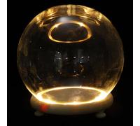 SHINEOFI Dôme en Verre 10 Cm Base Lumineuse en Bois, Cloche Décorative Artisanale pour Micro-paysages, Vitrine de Fleur Lumineuse pour Décoration de Bureau et Salon