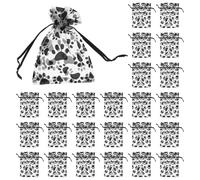 SHINEOFI Drawstring Organza Bags 50pcs Paw Print Pattern Multifunctional Jewelry and Dog Toy Bags for Birthdays and Party Favors