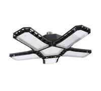 SHINEOFI Éclairage De Garage Led Pliable 80w 5 Panneaux Noir, Plafonnier Industriel Réglable Ac85-265v, Lampe D’atelier Pour Garage Et Entrepôt, Éclairage Puissant Et Solide