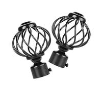 SHINEOFI Embouts de Tringle à Rideaux en Fer Noir 28 Mm, Lot de 2 Pièces, Butée D'extrémité Décorative pour Fenêtre, Accessoires Robustes pour Salon, Salle à Manger et Chambre